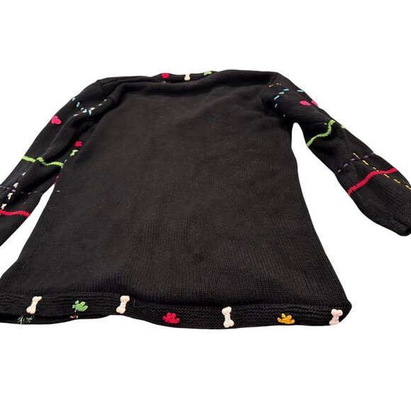 VTG Novelty Storybook Knits chunky Hand-knit puppy dog Sweater Cardigan M Read - Picture 5 of 12